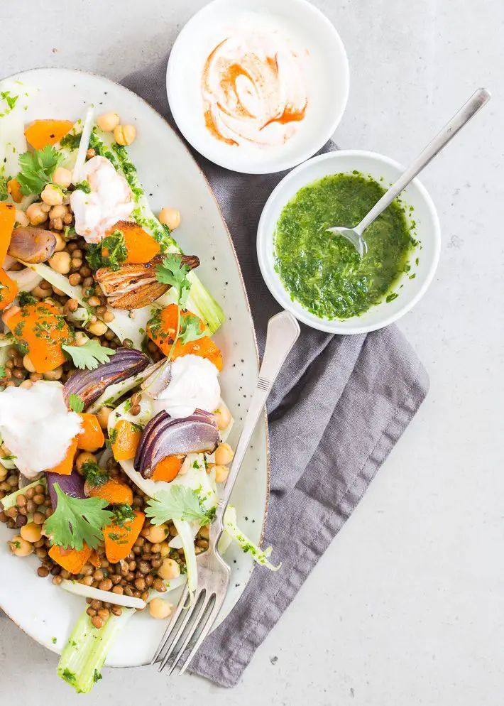 Salade met geroosterde pompoen