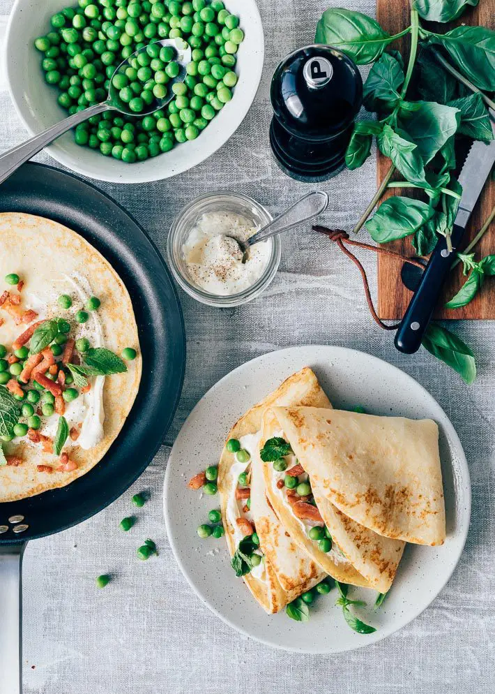 hartige pannenkoek met doperwtjes