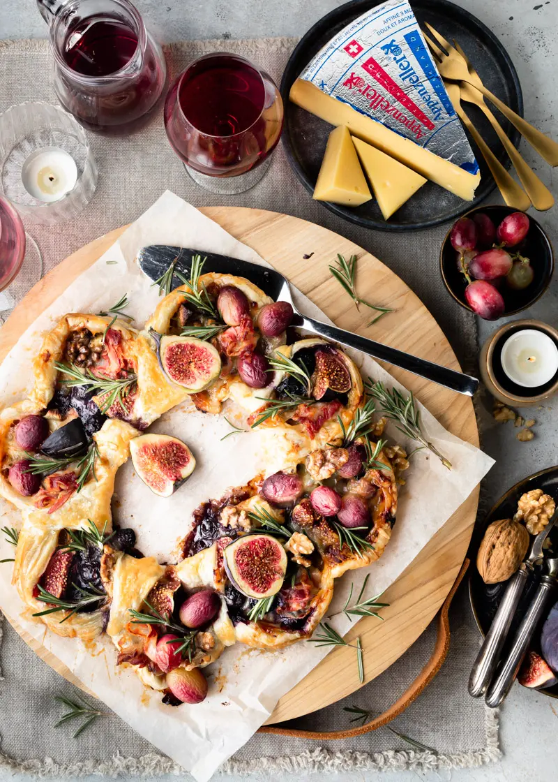 Kerstkrans van bladerdeeg