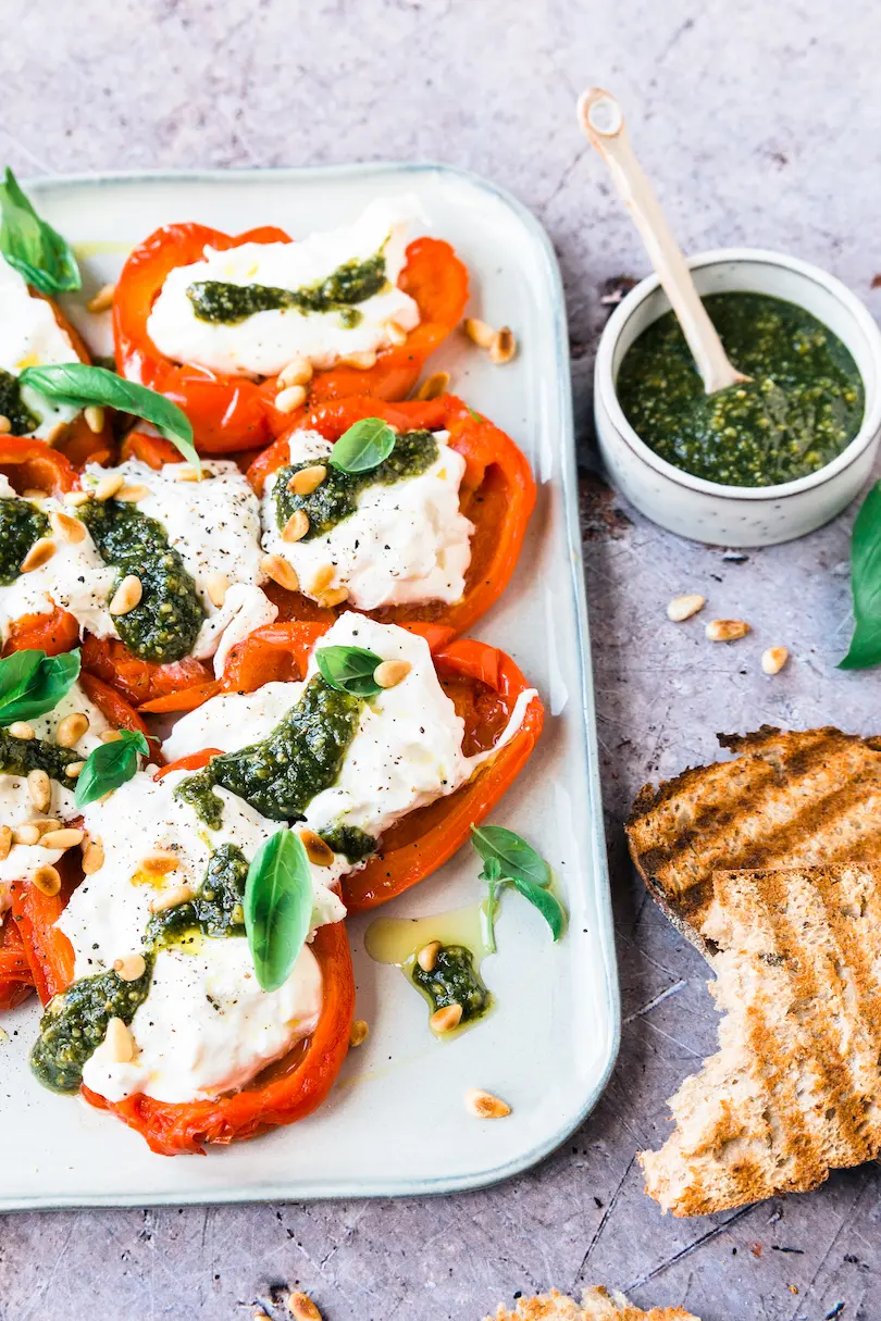 Geroosterde paprika’s met burrata