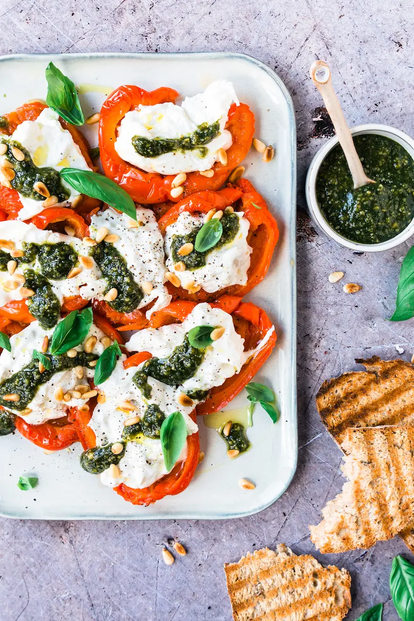 Geroosterde paprika’s met burrata