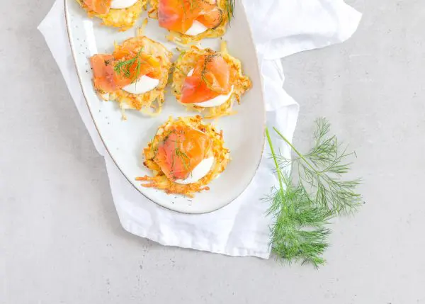 Latkes met gerookte zalm