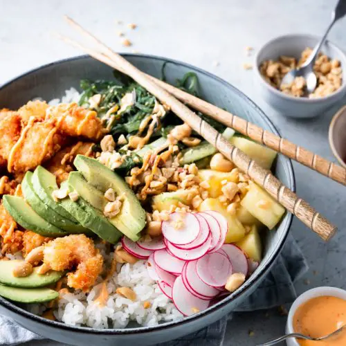 poke bowl met garnalen