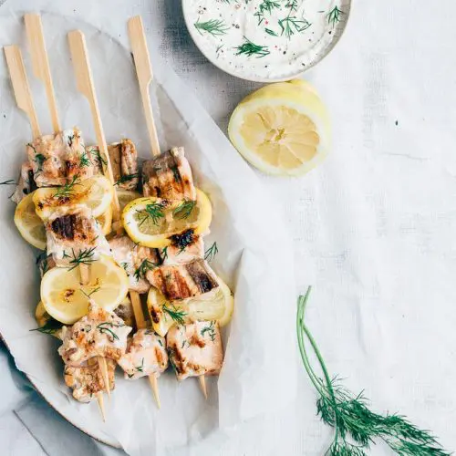 bbq spiesjes met zalm