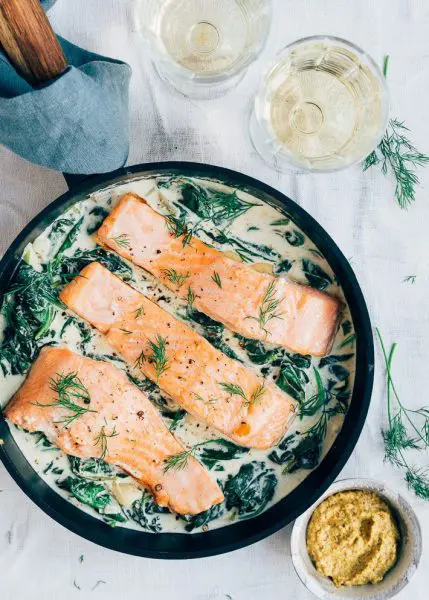 zalm met mosterdsaus