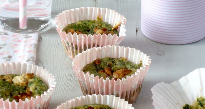 Hartige muffins met spinazie en geitenkaas