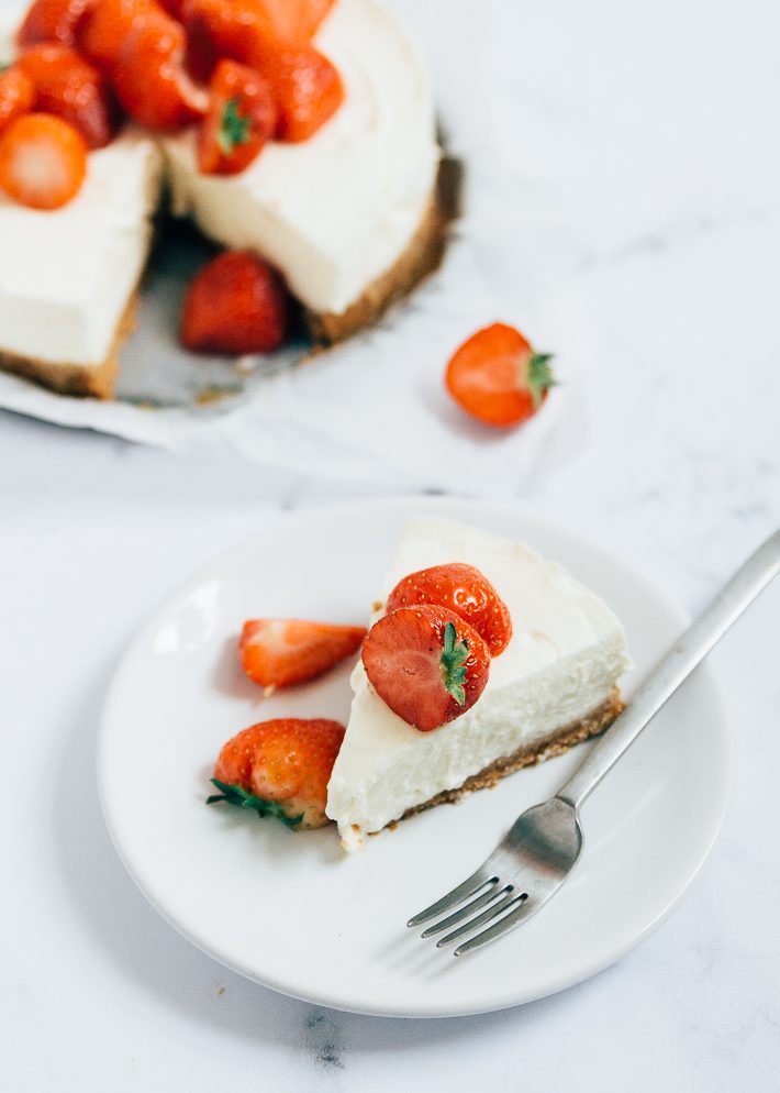 No bake cheesecake met aardbeien