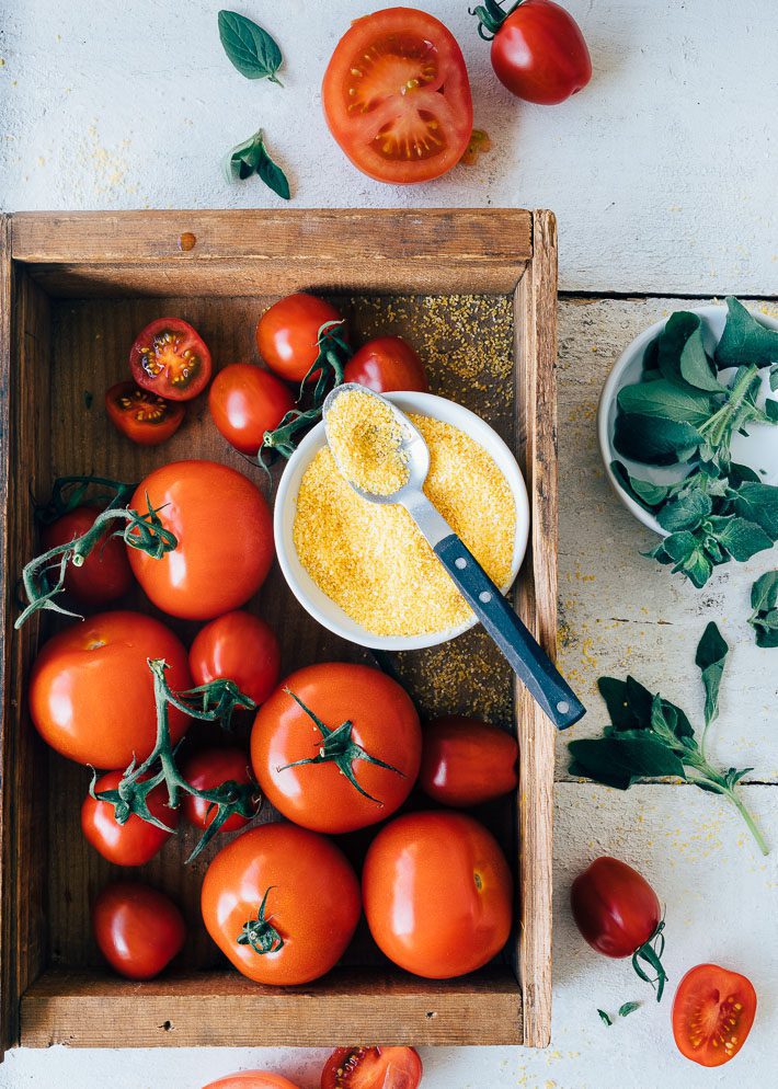 Polenta met geroosterde tomaten