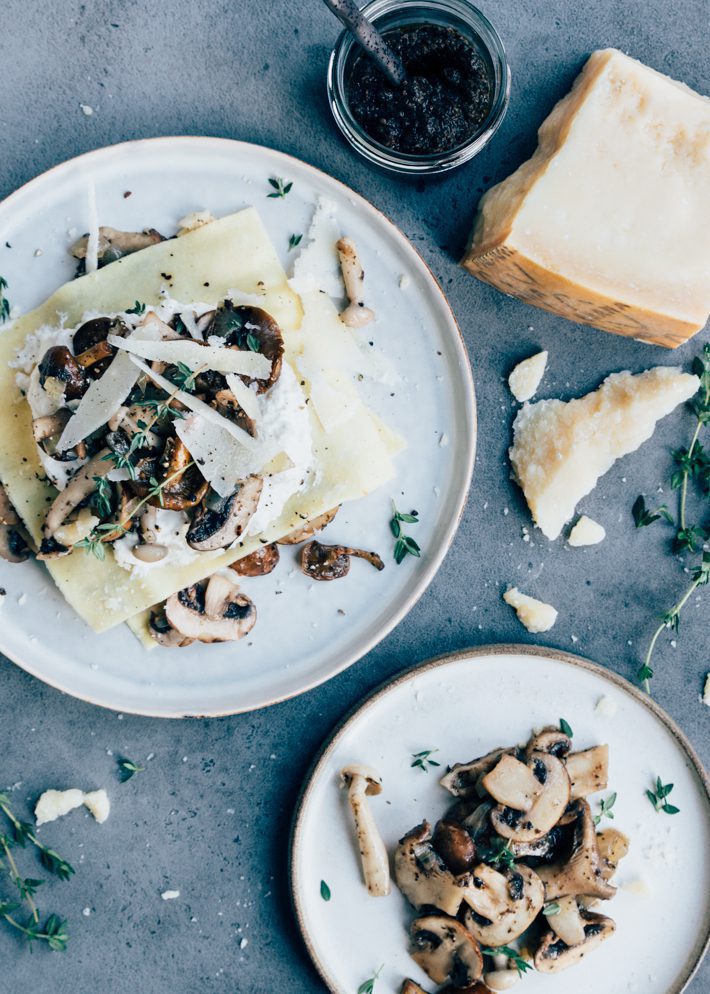 Open lasagne met paddenstoelen en truffel