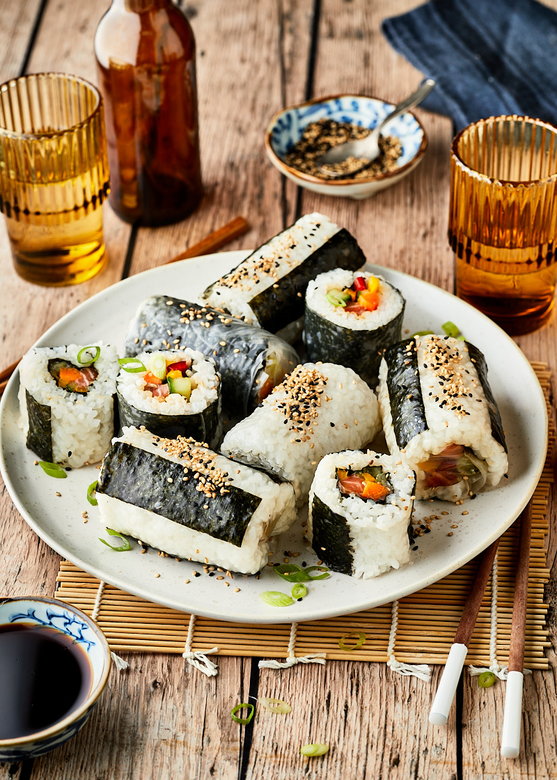 Sushi springrolls met zalm