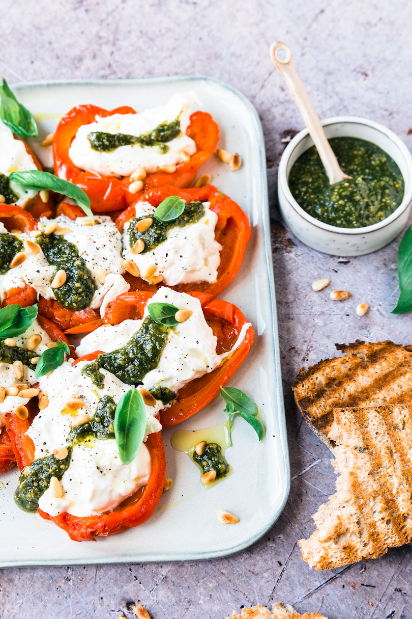 Geroosterde paprika’s met burrata
