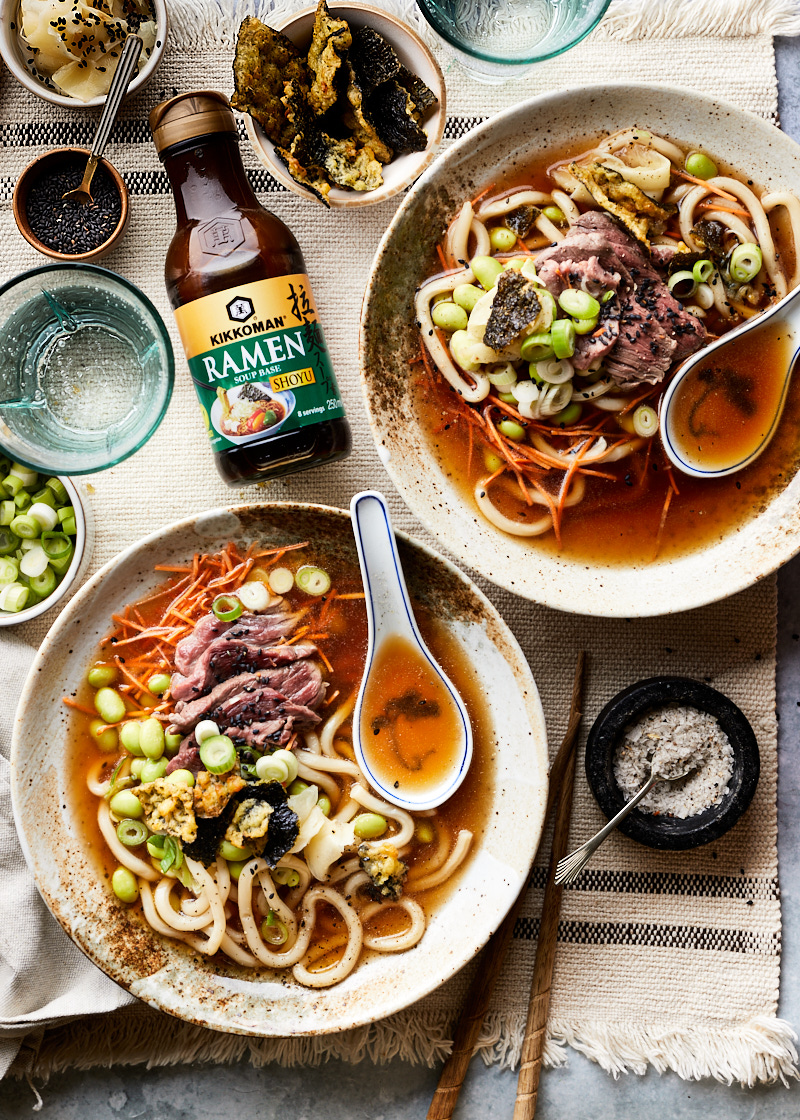 Noedelsoep met udon noodles