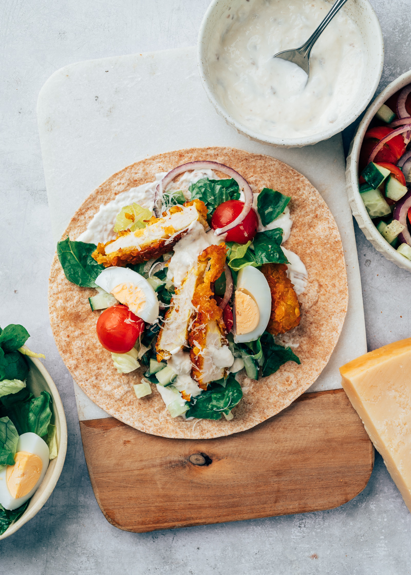 Caesar wraps met crispy chicken