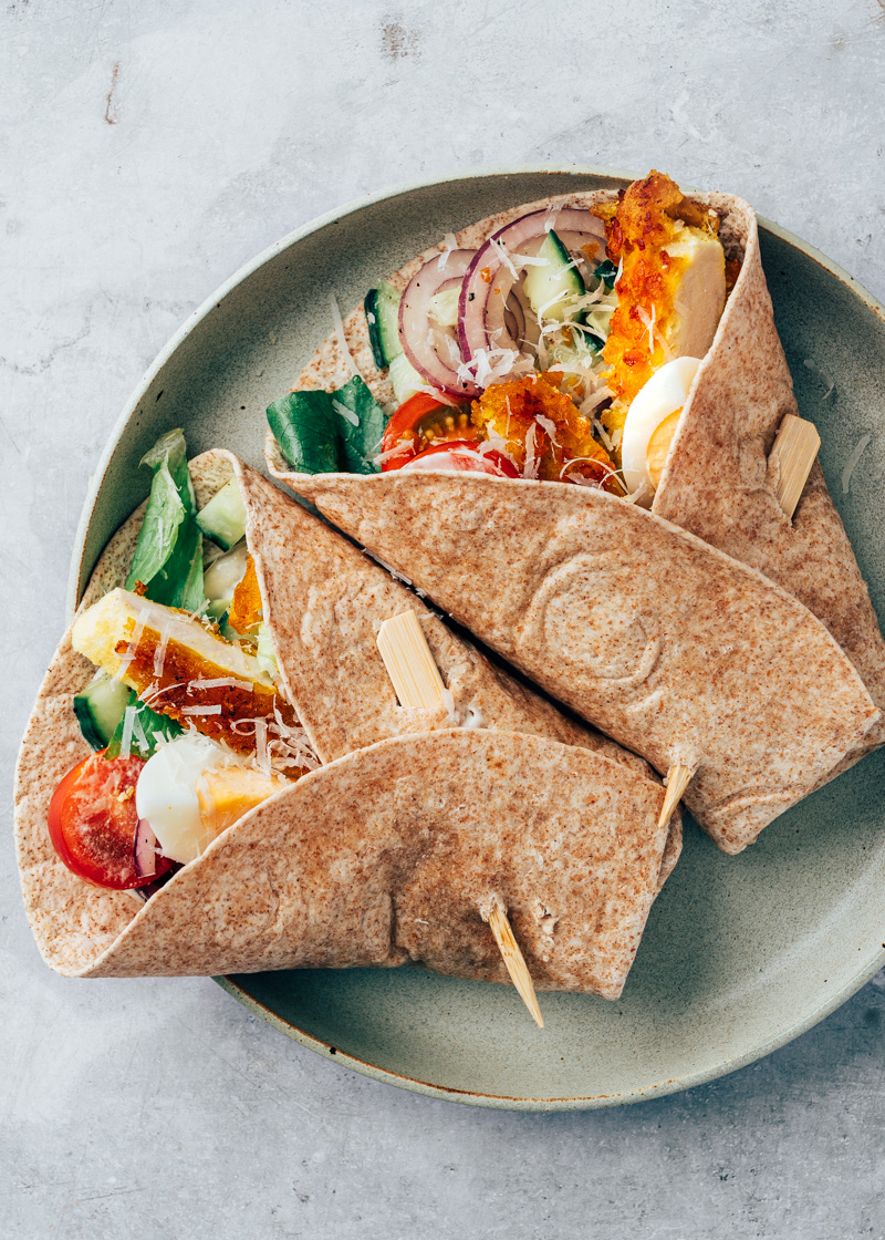 Caesar wraps met crispy chicken