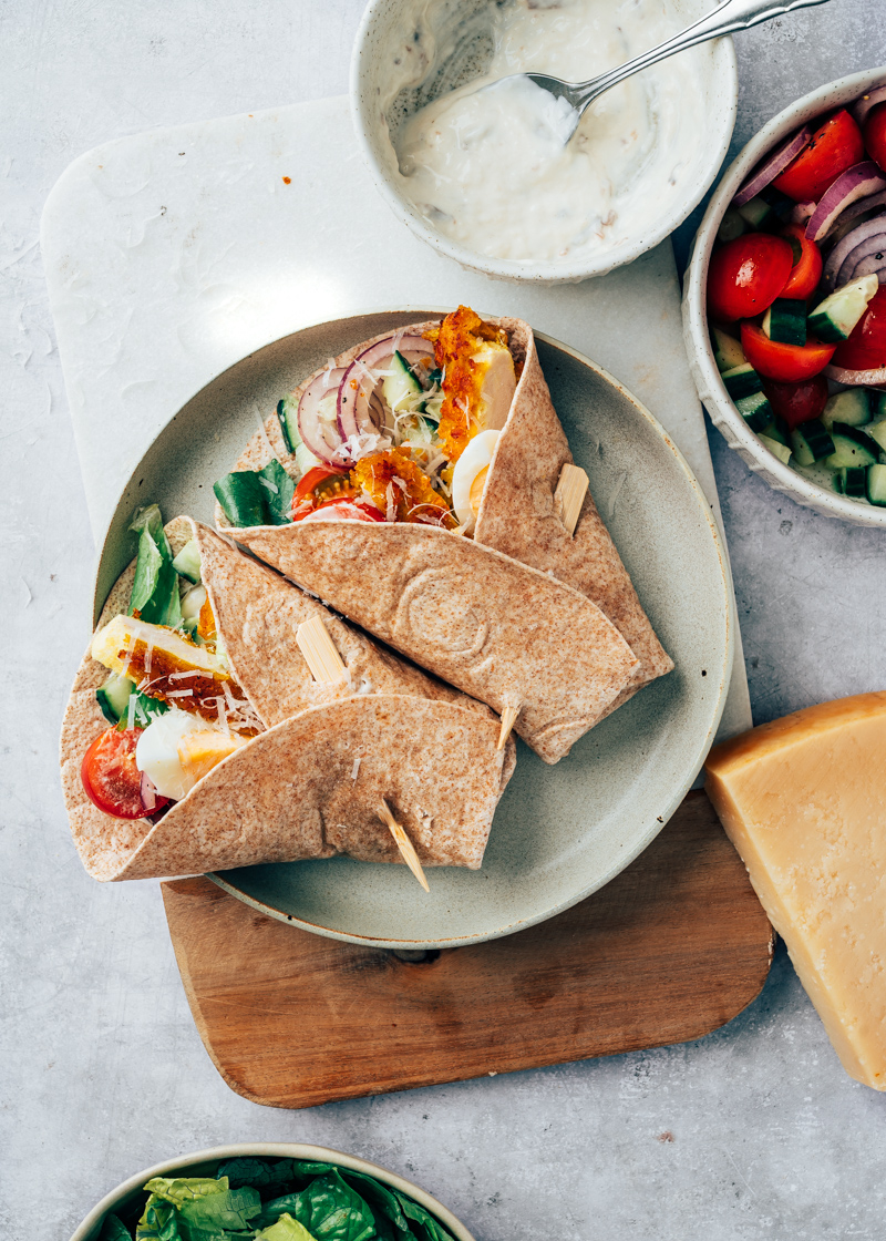 Caesar wraps met crispy chicken