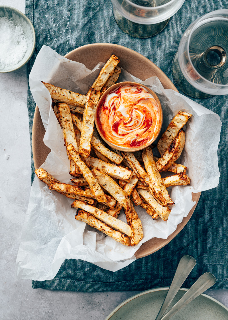 knolselderij friet airfryer