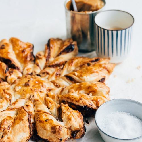 Bladerdeegster met salted caramel