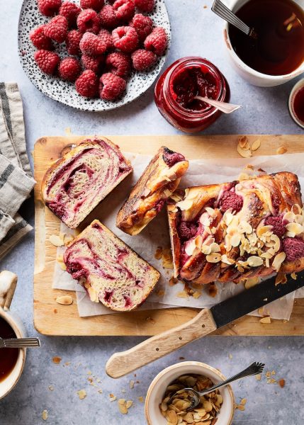 Brioche brood met frambozen