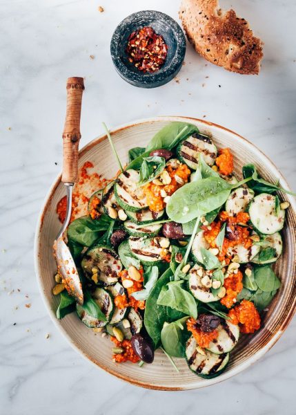 gegrilde courgette salade