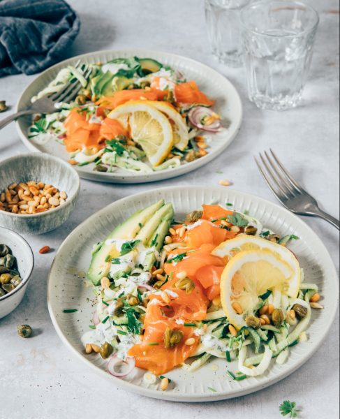 Courgetti met zalm