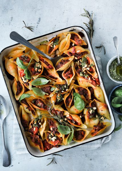 Gevulde pastaschelpen met gehakt