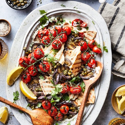 Gegrilde aubergine salade