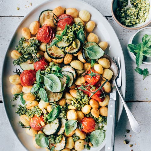 Gnocchi pesto en courgette