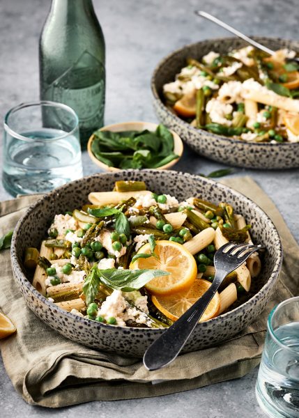 Pasta met groene asperges