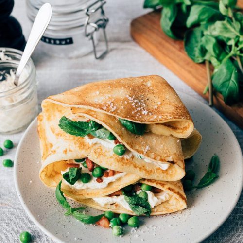 Hartige pannenkoek met doperwtjes