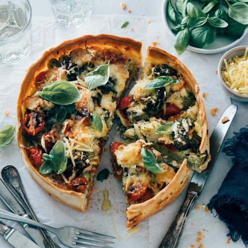 Hartige taart met broccoli