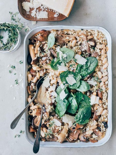 vegetarische risotto met paddestoelen