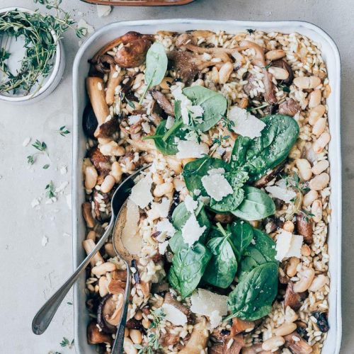 vegetarische risotto met paddestoelen