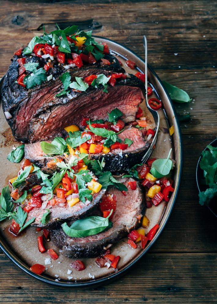 Picanha uit de oven met paprika-salsa