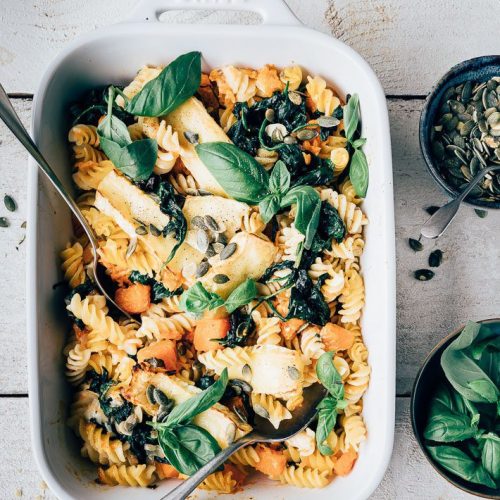 Pasta ovenschotel met pompoen