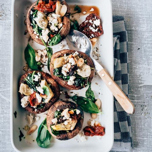 gevulde portobello met spinazie