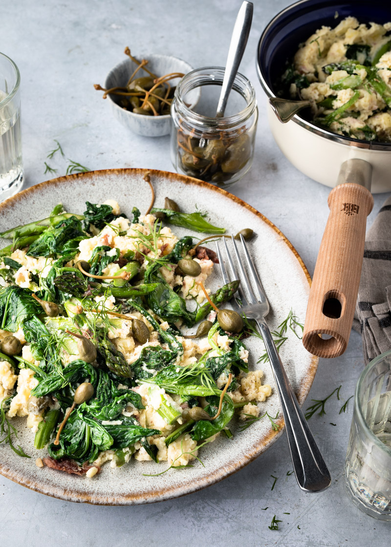 Raapstelen stamppot met gerookte forel