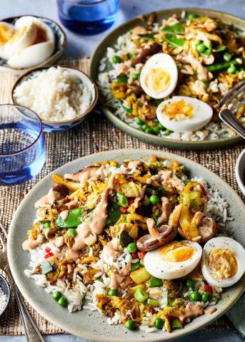 Roerbak spitskool - vegetarische rijst