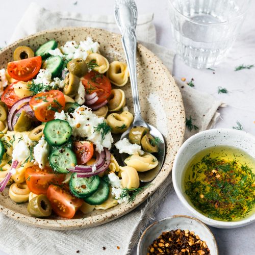 Griekse tortellini salade