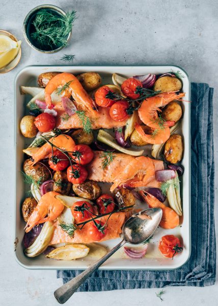 Traybake met zalm