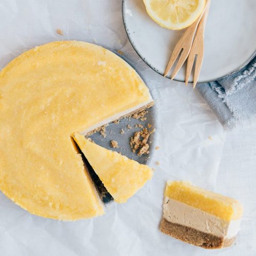 Vegan cheesecake met mango