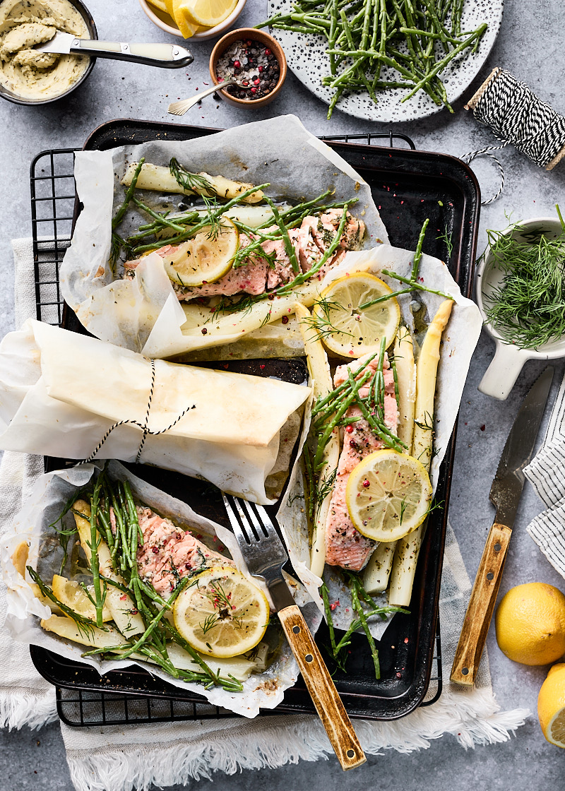 Asperges uit de oven met zalm
