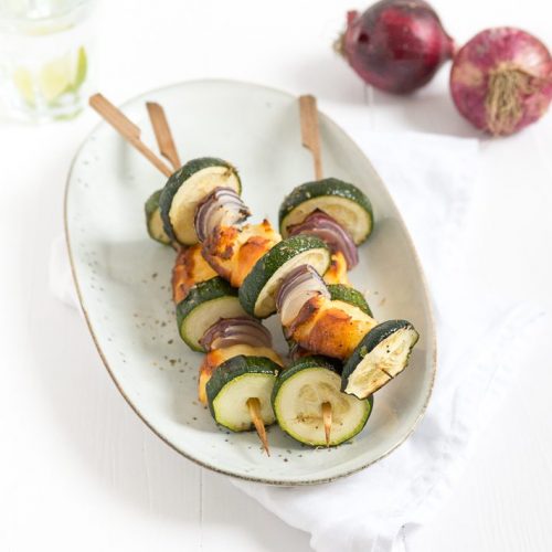 courgette spiezen met halloumi