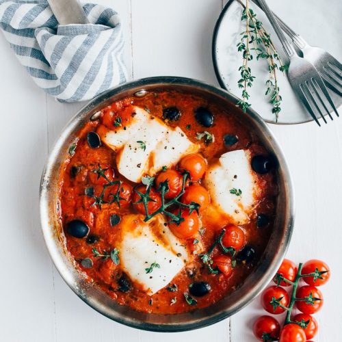 kabeljauw in tomatensaus