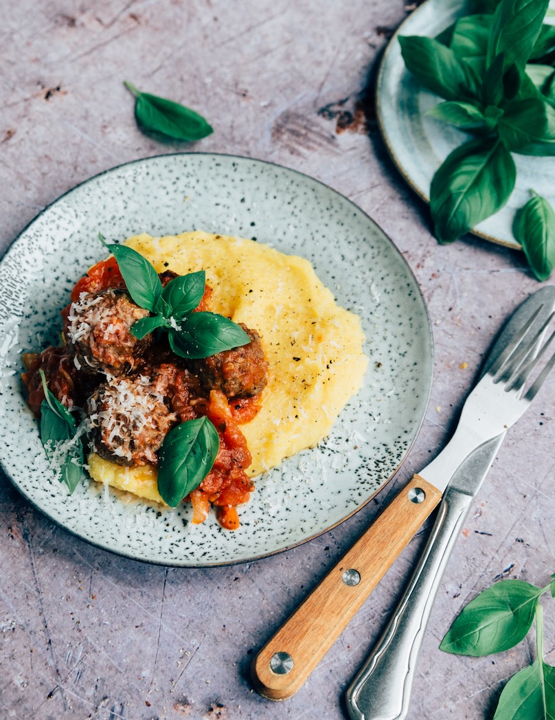Polenta met gehaktballetjes