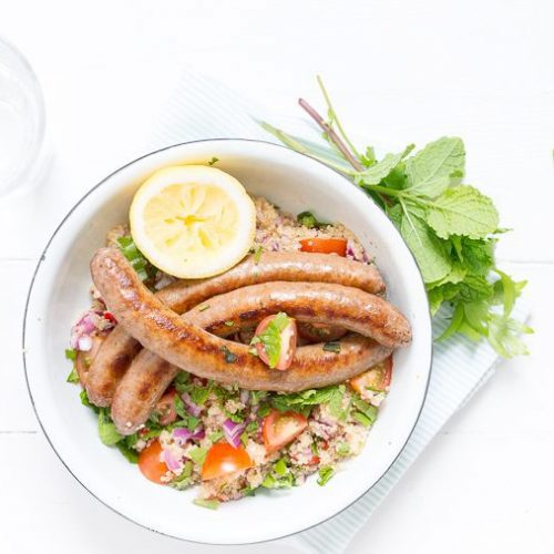 quinoa tabouleh met merguez