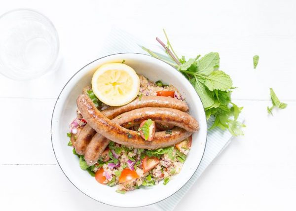 quinoa tabouleh met merguez