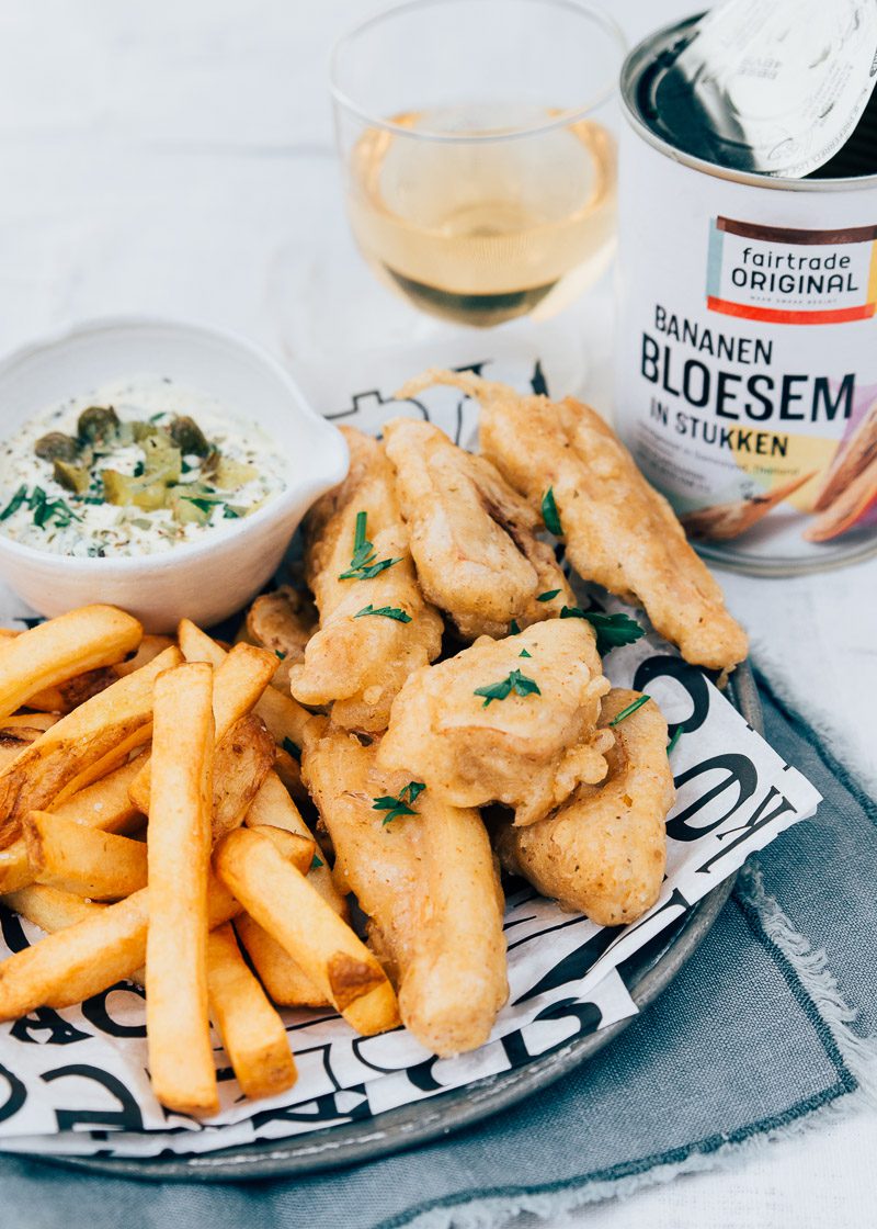 Vegan kibbeling met remouladesaus