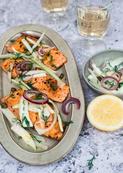 zalm bakken op de huid