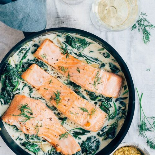 zalm met mosterdsaus